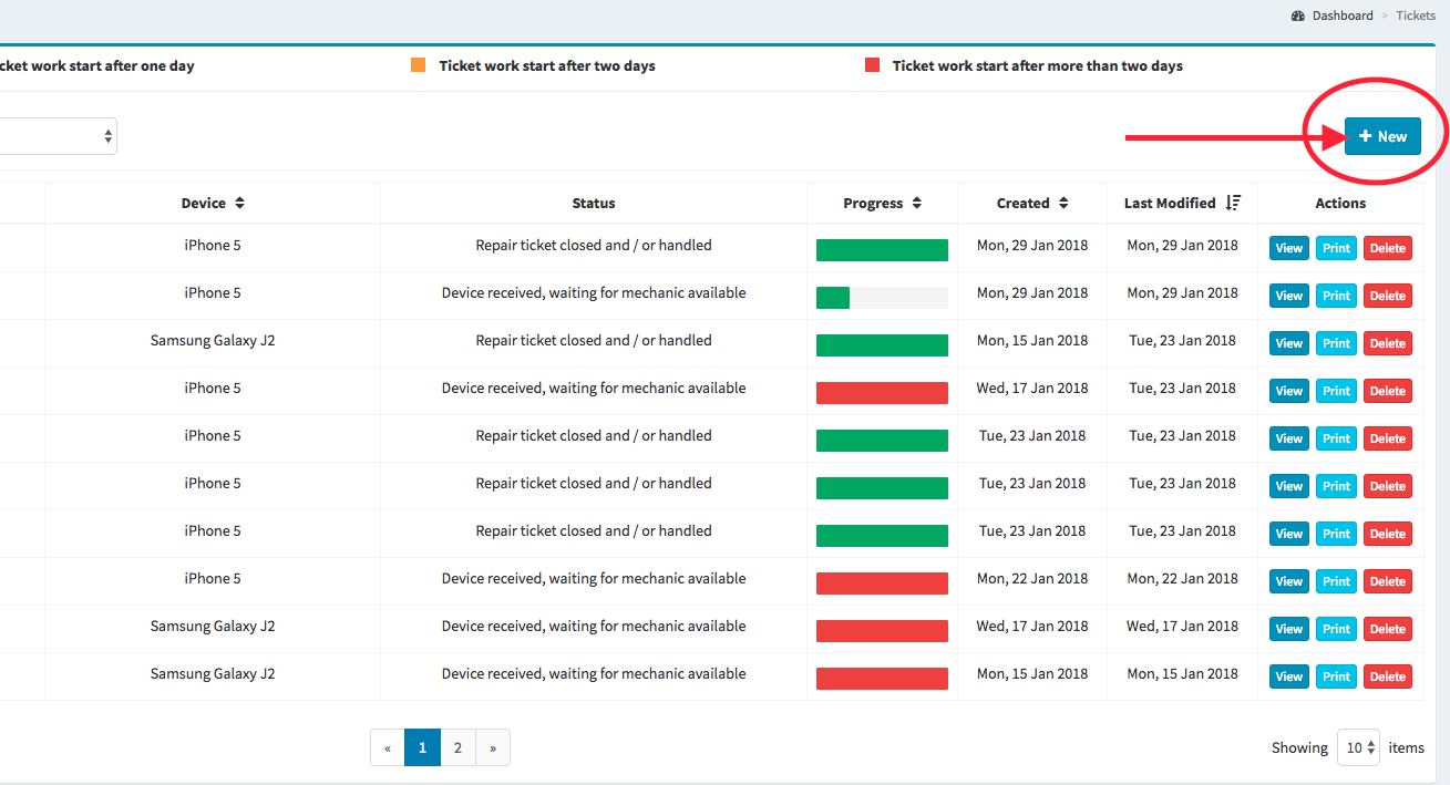 How to generate a ticket for the new customers?